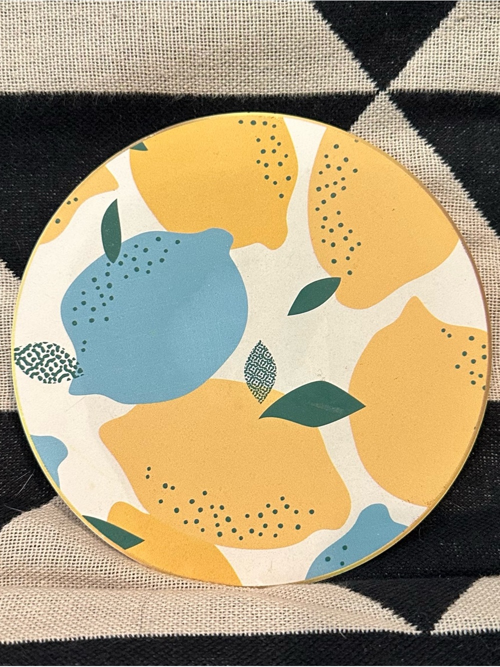 Ceramic and cork trivet • cute pattern